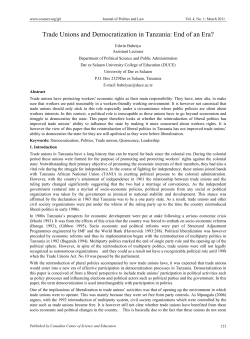 Trade Unions and Democratization in Tanzania: End of an Era?