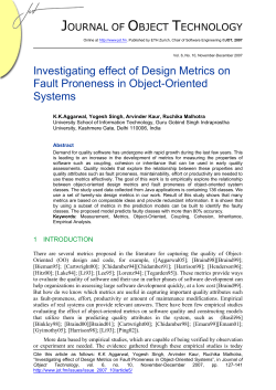 Investigating effect of Design Metrics on Fault Proneness in Object