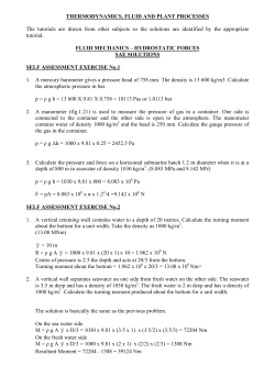 THERMODYNAMICS, FLUID AND PLANT PROCESSES The