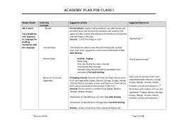 academic plan for class i