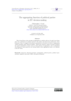 (2010) `The aggregating function of political parties in EU decision