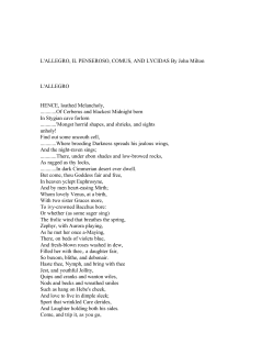 L`ALLEGRO, IL PENSEROSO, COMUS, AND