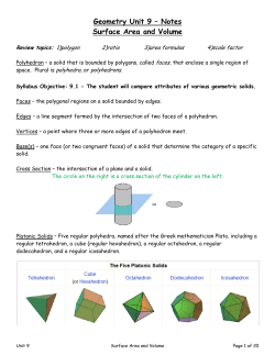 Geometry Unit 9 &ndash; Notes Surface Area and Volume