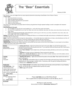 1st Grade Newsletter - Saint Brendan School