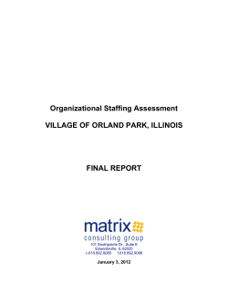 Organizational Staffing Assessment VILLAGE OF ORLAND PARK
