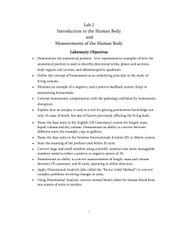 Lab 1 Introduction to the Human Body and Measurements of the