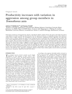 Productivity increases with variation in aggression among group