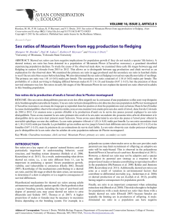 Sex ratios of Mountain Plovers from egg production to fledging