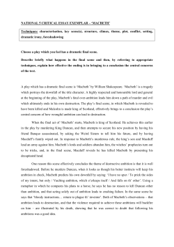 NATIONAL 5 CRITICAL ESSAY EXEMPLAR &ndash; `MACBETH
