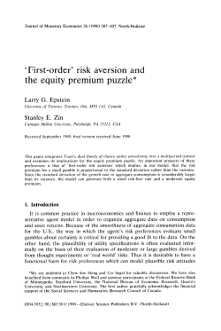 `First-order` risk aversion and the equity premium puzzle*