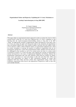 Organizational Culture and Hypocrisy: Explaining the US Army`s