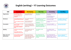 English (writing) &ndash; Y7 Learning Outcomes