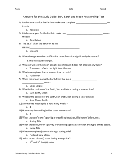 Answers for the Study Guide: Sun, Earth and Moon Relationship Test