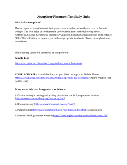 Accuplacer Placement Test Study Links