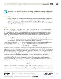 Algebra I Module 3, Topic B, Lesson 10: Teacher Version