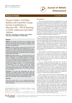 Oxygen Uptake, Acid-Base Balance and Anaerobic Energy System