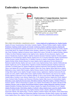 Embroidery Comprehension Answers