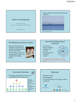 Physics in Everyday Life The Washing Up and the Laundry Structure