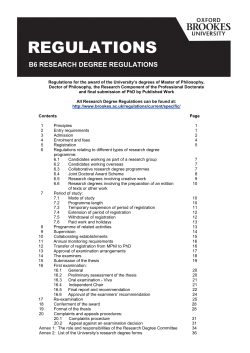 B6 Research Degrees - Oxford Brookes University