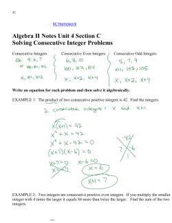 Algebra II Notes Unit 4 Section C Solving Consecutive Integer