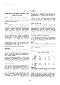 Letter to the Editor Simple sugar and caloric contents of soft drinks in