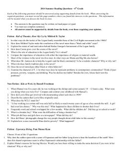 2014 Summer Reading Questions