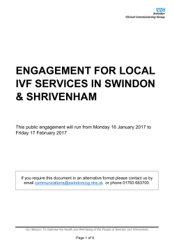 ENGAGEMENT FOR LOCAL IVF SERVICES IN SWINDON