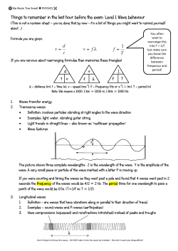 Things to remember in the last hour before the exam: Level 1 Wave
