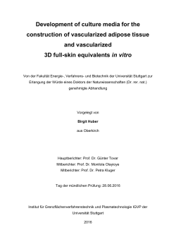 Development of culture media for the construction of vascularized