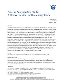 Process Analysis Case Study: A Medical Center