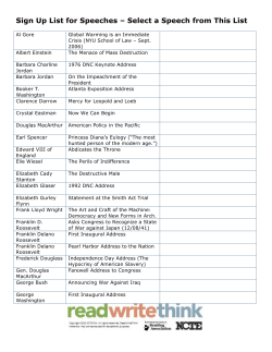 Sign Up List for Speeches &ndash; Select a Speech from