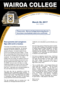 March 30, 2017 - WairoaCollege