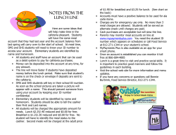 NOTES FORM THE LUNCH LINE - School Nutrition and Fitness