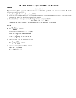 AP FREE RESPONSE QUESTIONS &ndash; ACIDS/BASES
