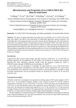 Microstructure and Properties of Cu-3.2Ni-0.75Si-0.3Zn