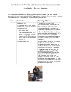 Case Studies – Summary of Actions