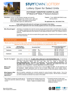 Lottery Open for Select Units