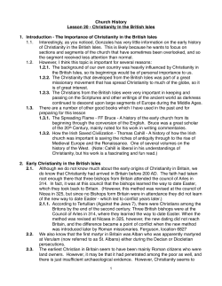 Lesson 20 - Christianity in the British Isles