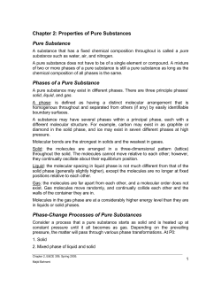 Chapter 2: Properties of Pure Substances Pure Substance Phases