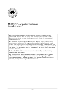 2012 Sample Answers - CCAFL Armenian Continuers