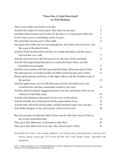 "There Was A Child Went Forth" by Walt Whitman There was a child