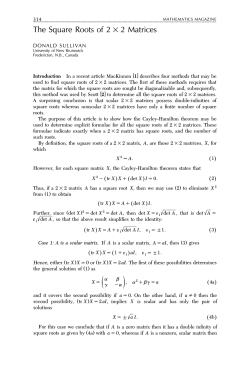 The Square Roots of 2 x 2 Matrices