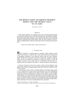 the rhino`s horn: incomplete property rights and the optimal