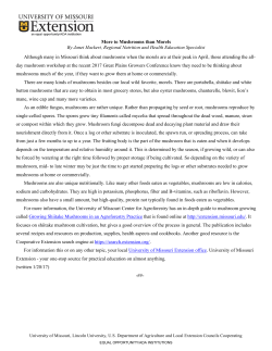 More to Mushrooms than Morels By Janet Hackert, Regional