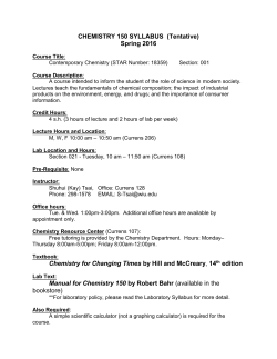 CHEMISTRY 150 SYLLABUS (Tentative)