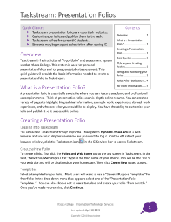 Taskstream: Presentation Folios