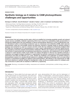 Synthetic biology as it relates to CAM photosynthesis: challenges