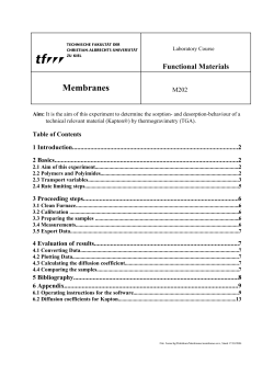 M202 Sorption and Diffusion in Membranes