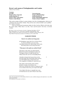 Byron`s early poems of Nottinghamshire and London