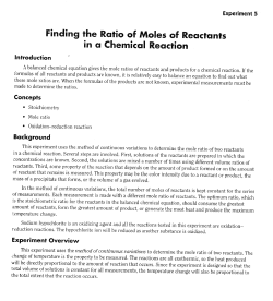 Finding the Ratio of Moles of Reactants in a